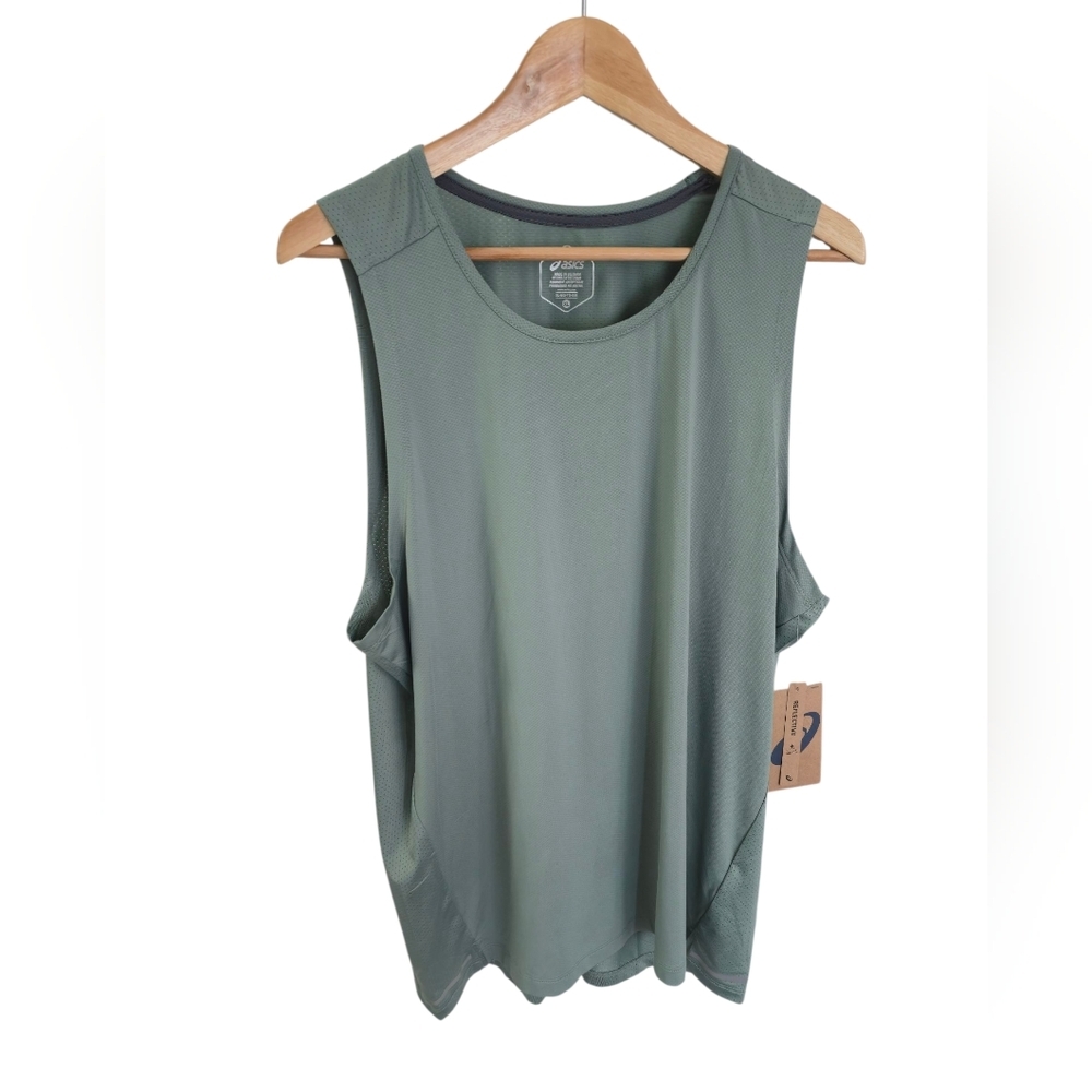 NWT Asics Men's Reflective Mixed Media Tank Top Green Size XL